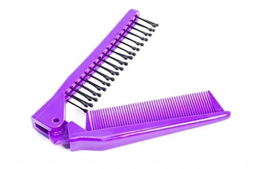 Louise Maelys Folding Hair Comb Double Headed Pocket Travel Comb Purple | Compact, Eco-Friendly, Travel-Ready thumbnail 1