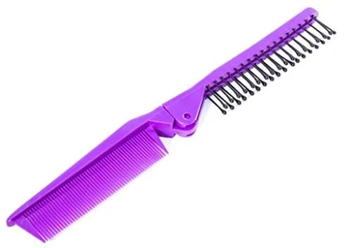 Louise Maelys Folding Hair Comb Double Headed Pocket Travel Comb Purple | Compact, Eco-Friendly, Travel-Ready thumbnail 2