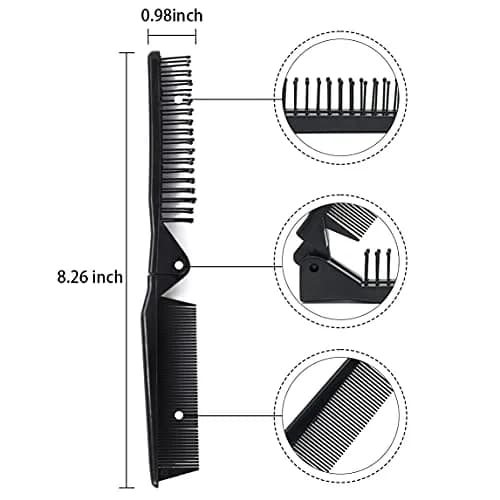 Louise Maelys Folding Hair Brush Black | Pocket Travel Comb for Thick, Curly, Straight Hair thumbnail 2
