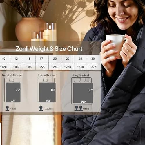ZonLi Weighted Blanket for Adults 60"x80" | Queen Size Cooling Heavy Blanket with Premium Glass Beads thumbnail 9