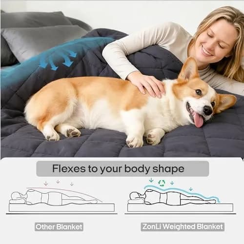 ZonLi Weighted Blanket for Adults 60"x80" | Queen Size Cooling Heavy Blanket with Premium Glass Beads thumbnail 2
