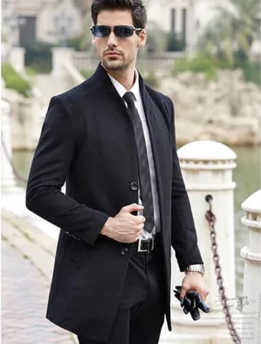 Lavnis Men's Trench Coat Wool Blend Overcoat Slim Fit XL | Elegant Winter Topcoat thumbnail 2