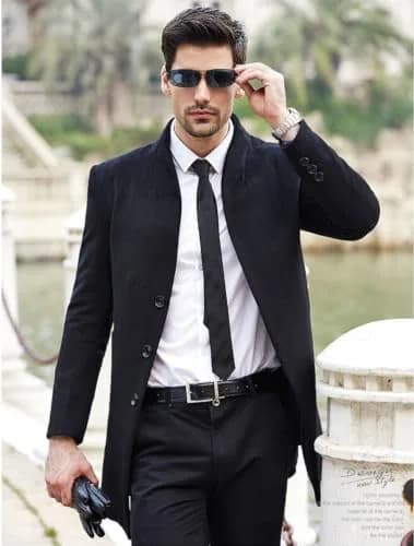 Lavnis Men's Trench Coat Wool Blend Overcoat Slim Fit XL | Elegant Winter Topcoat thumbnail 3