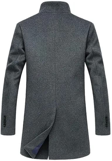 Lavnis Men's Trench Coat Wool Blend Overcoat Slim Fit Topcoat, Gray-2, M | Elegant Fall & Winter Outerwear thumbnail 6