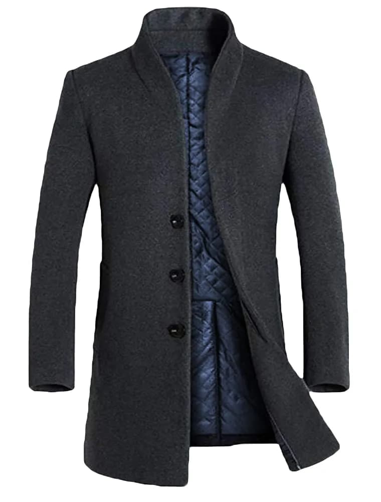Lavnis Men's Trench Coat Wool Blend Overcoat Slim Fit Topcoat, Gray-2, M | Elegant Fall & Winter Outerwear - main product image