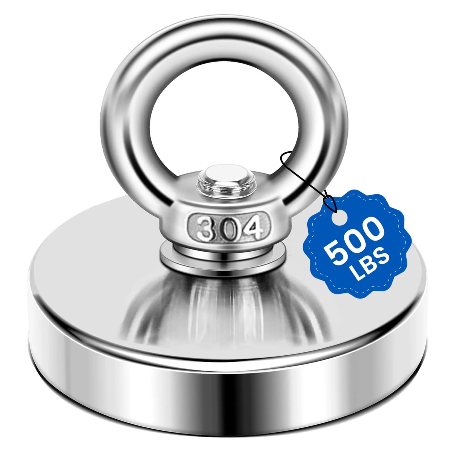 DIYMAG Super Strong Neodymium Fishing Magnet 60mm (2.36 Inch) 227kg (500 LBS) Pulling Force with Countersunk Hole | Industrial Lifting Magnet