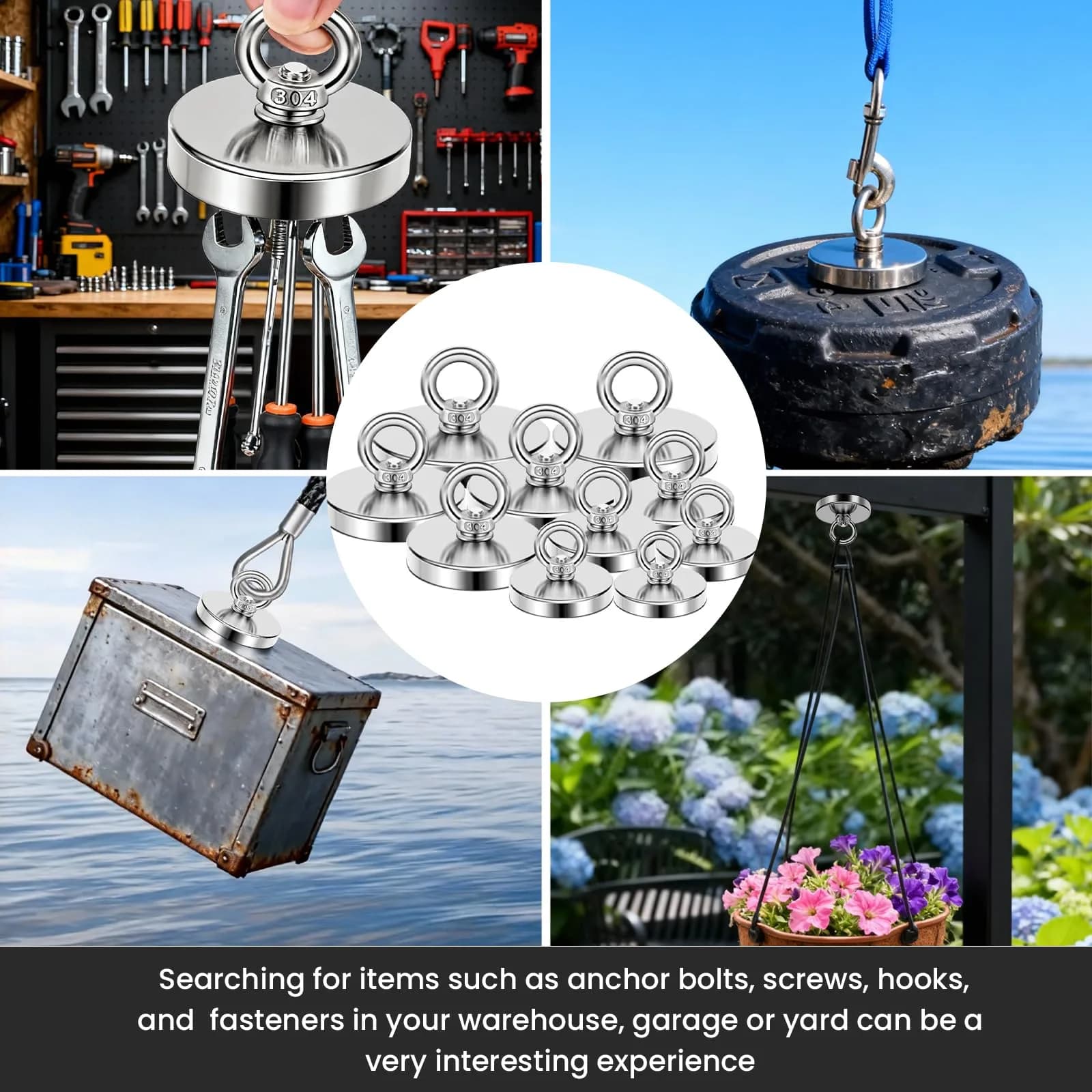 DIYMAG Super Strong Neodymium Fishing Magnet 60mm (2.36 Inch) 227kg (500 LBS) Pulling Force with Countersunk Hole | Industrial Lifting Magnet - view 6