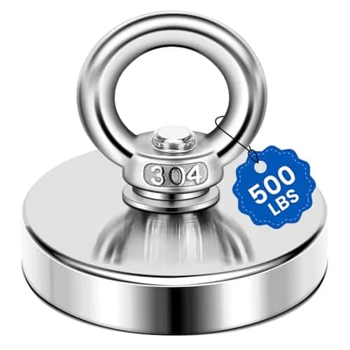 DIYMAG Super Strong Neodymium Fishing Magnet 60mm (2.36 Inch) 227kg (500 LBS) Pulling Force with Countersunk Hole | Industrial Lifting Magnet thumbnail 1