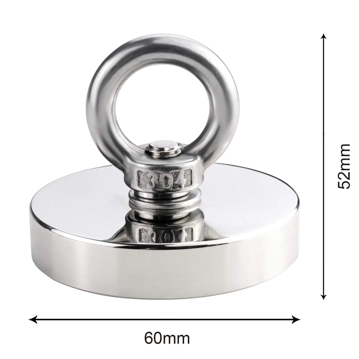DIYMAG Super Strong Neodymium Fishing Magnet 60mm (2.36 Inch) 227kg (500 LBS) Pulling Force with Countersunk Hole | Industrial Lifting Magnet - view 2