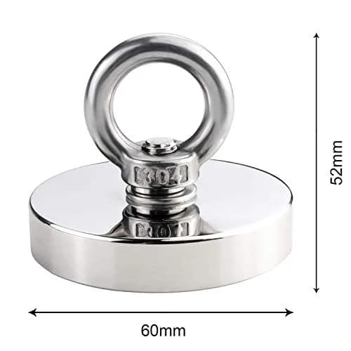 DIYMAG Super Strong Neodymium Fishing Magnet 60mm (2.36 Inch) 227kg (500 LBS) Pulling Force with Countersunk Hole | Industrial Lifting Magnet thumbnail 2