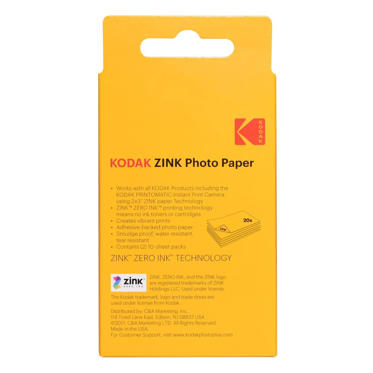 KODAK 2x3 Premium Sticky-Backed ZINK Photo Paper (20 Sheets) | Fade-Resistant Prints for Instant Memories - view 2