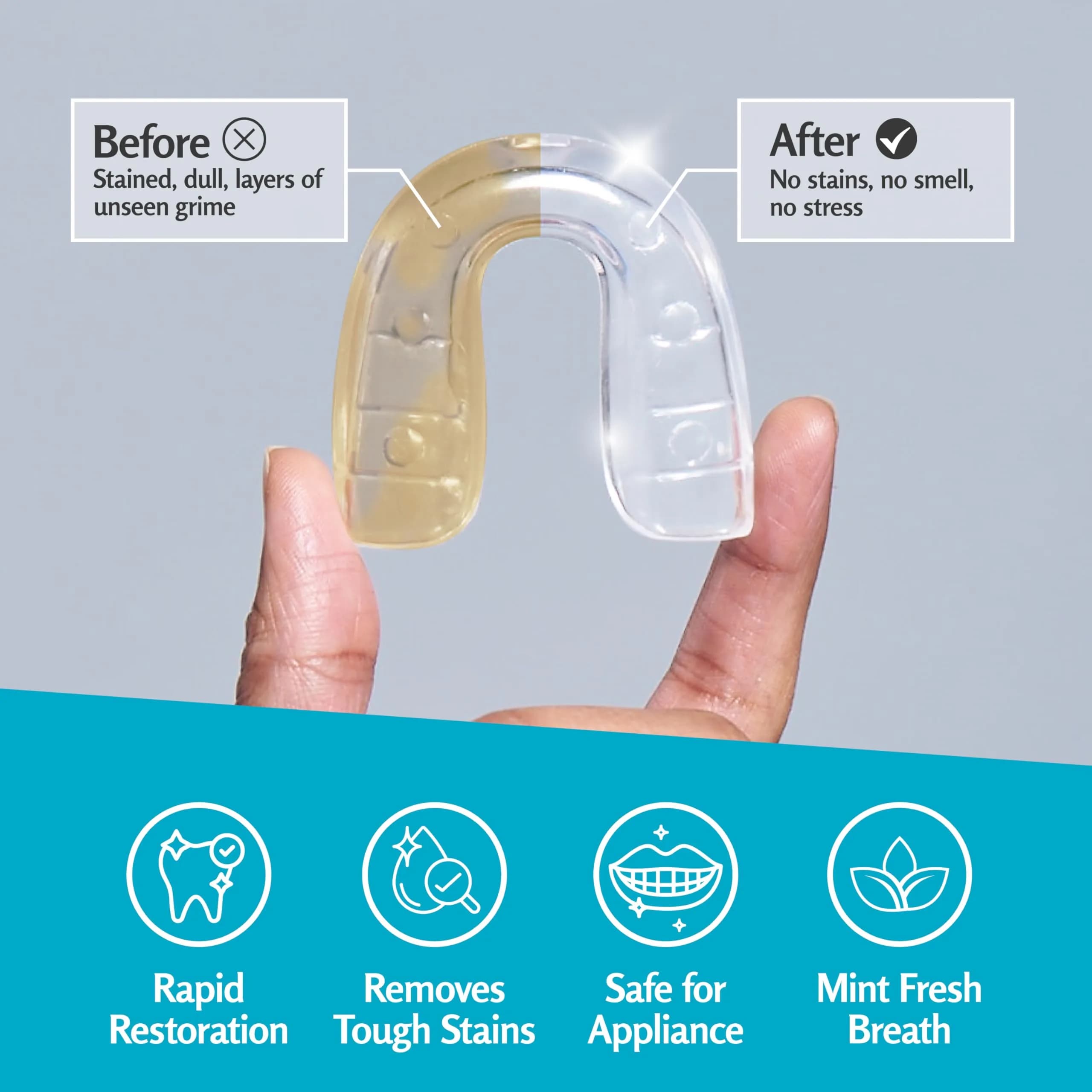M3 Naturals Mint Retainer Cleanser Tablets for Invisalign, Denture Bath, Mouth Guards | 120 Count USA Import - view 4