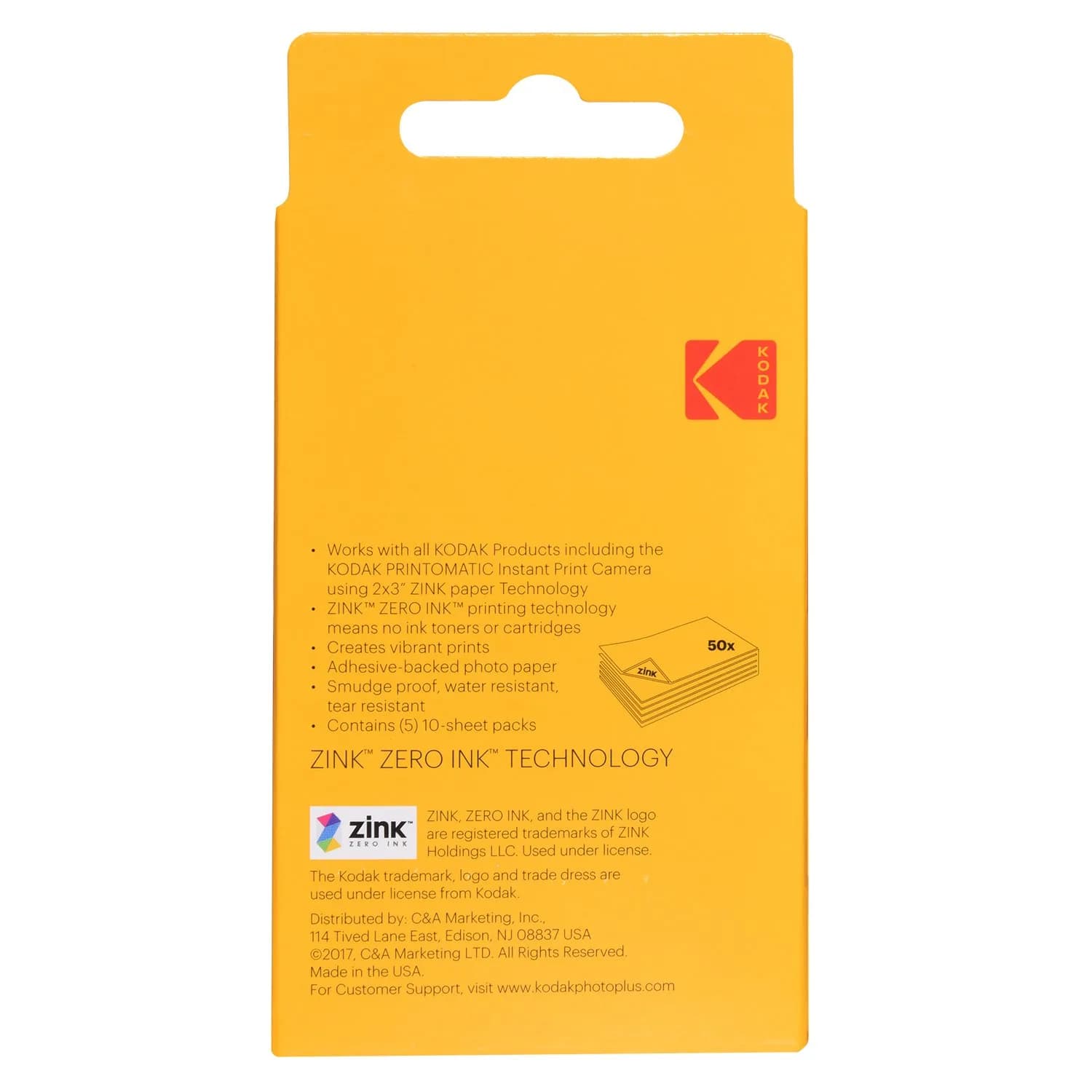 KODAK 2x3 Premium Sticky-Backed ZINK Photo Paper (50 Sheets) | Fade-Resistant Prints for Instant Memories - view 2