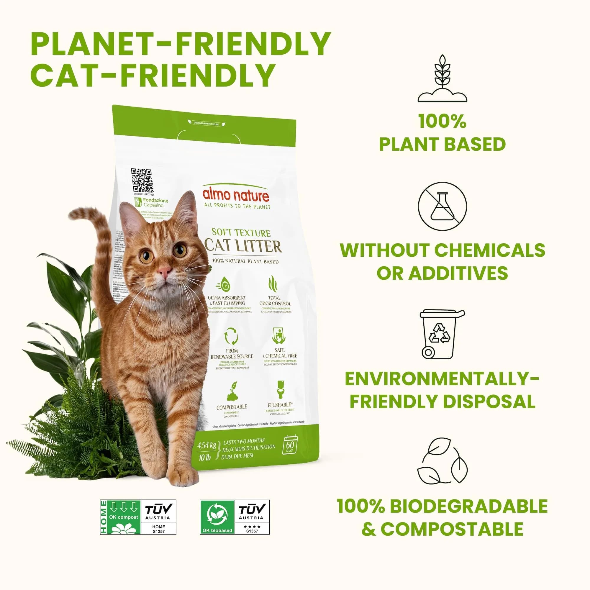 Almo Nature Soft Texture Cat Litter 4.54 kg (10 lb) | Plant-Based Clumping Odor Control - view 2