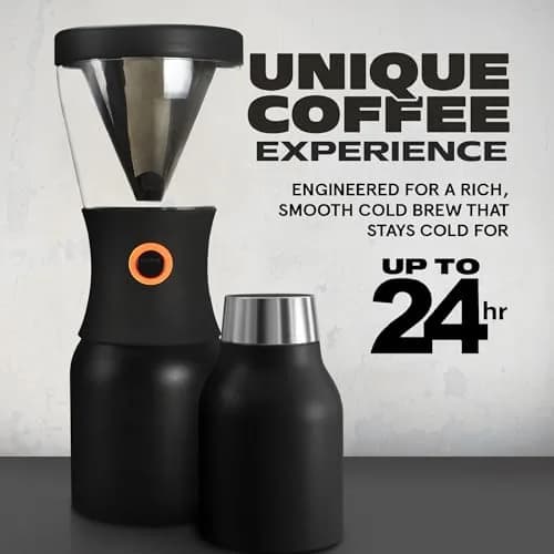 asobu Cold Brew Coffee Maker, Award-Winning 40oz Insulated Cold Brew Brewer with Portable Stainless Steel Carafe – No.1 Europe Coffee Fest Winner, Leakproof, BPA-Free, Keeps Cold 24H thumbnail 2