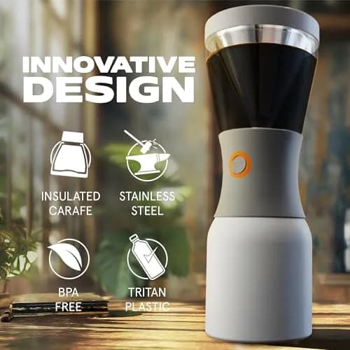 asobu Cold Brew Coffee Maker 40oz | Award-Winning Portable Insulated Brewer with Stainless Steel Carafe thumbnail 5