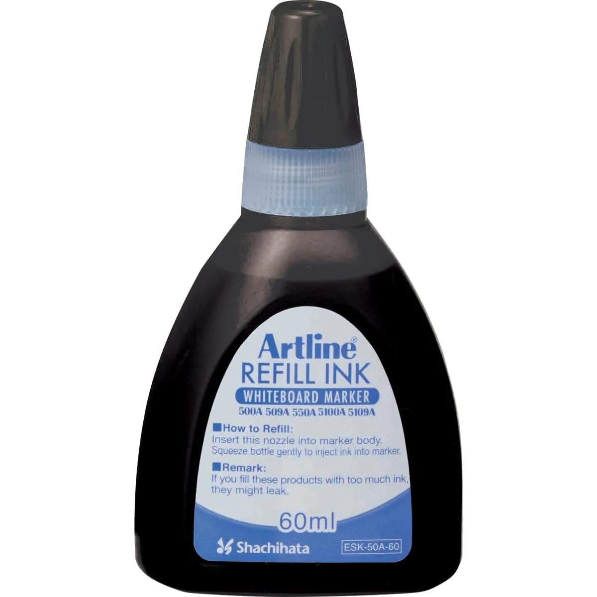 Artline Refill Ink (ESK-50A, BLACK) for Whiteboard Markers | Precise, Durable, USA Imported (60ml) — Black
