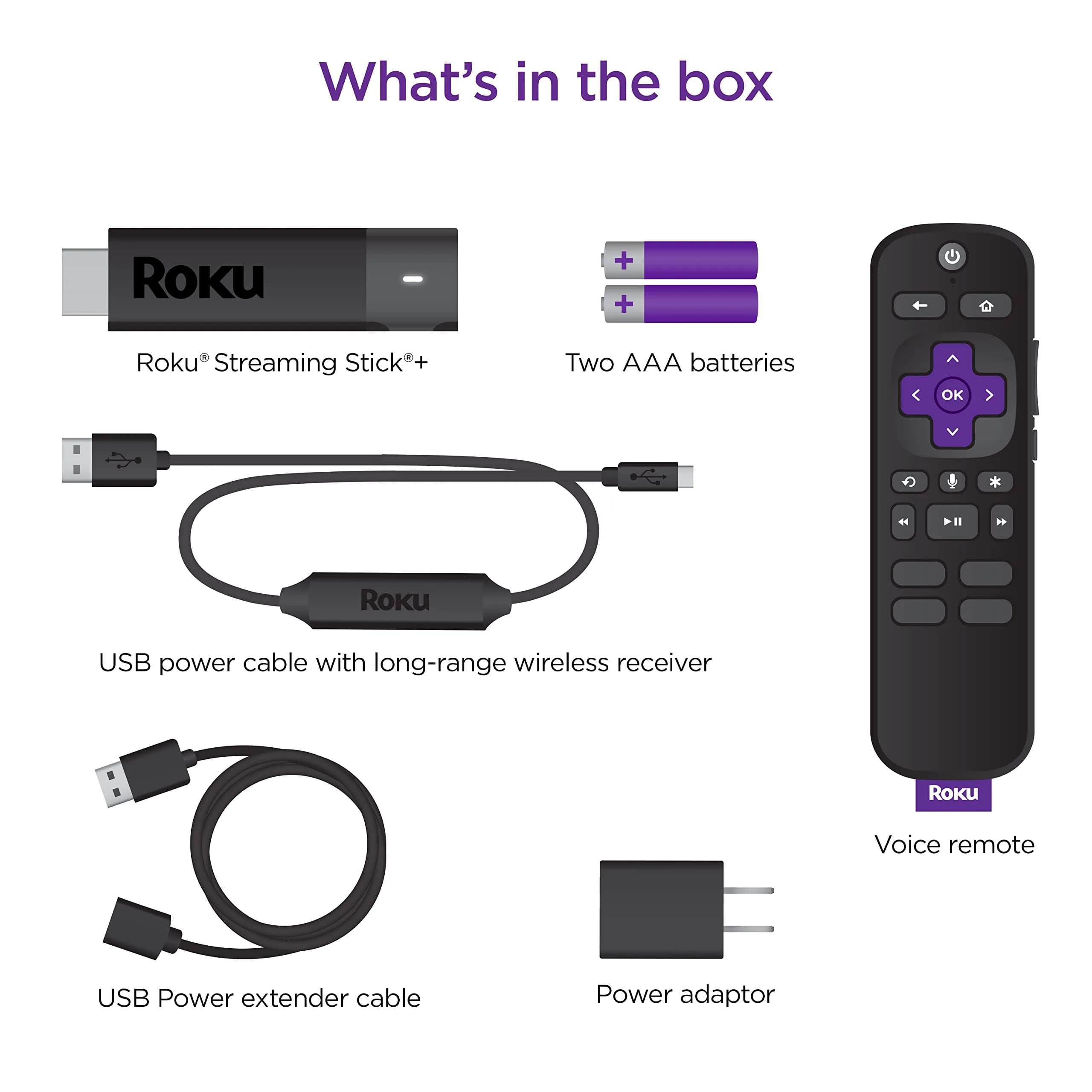 Roku Streaming Stick+ 4K/HDR Streaming Device with Long-Range Wireless & Roku Voice Remote with TV Controls (2 oz) - view 5