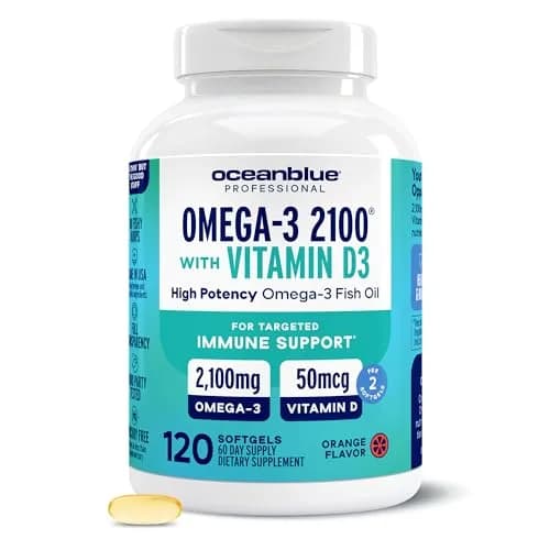 Oceanblue Omega-3 with Vitamin D3 120 Softgels | Triple Strength Fish Oil + Vitamin D3 Support thumbnail 1
