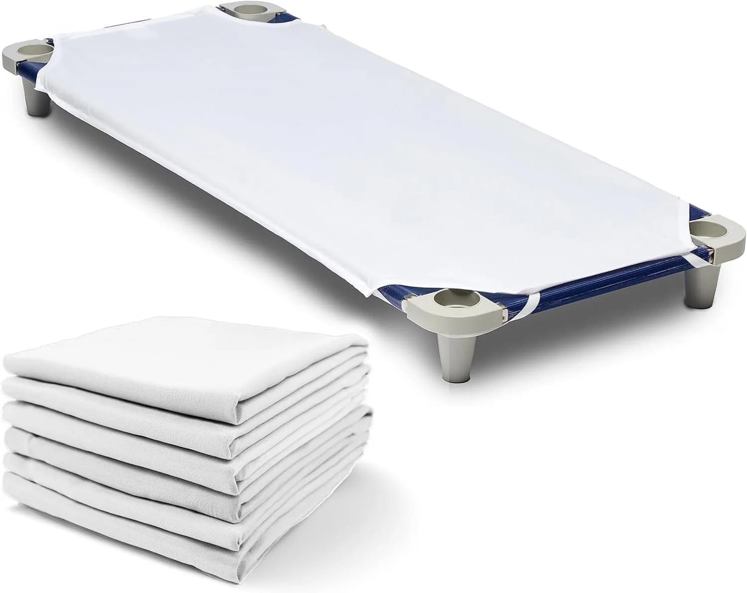 Rollee Pollee Microfiber Cot Sheets 52" x 23" (6-Pack, White) | Secure Fit for Daycare Cots - main product image