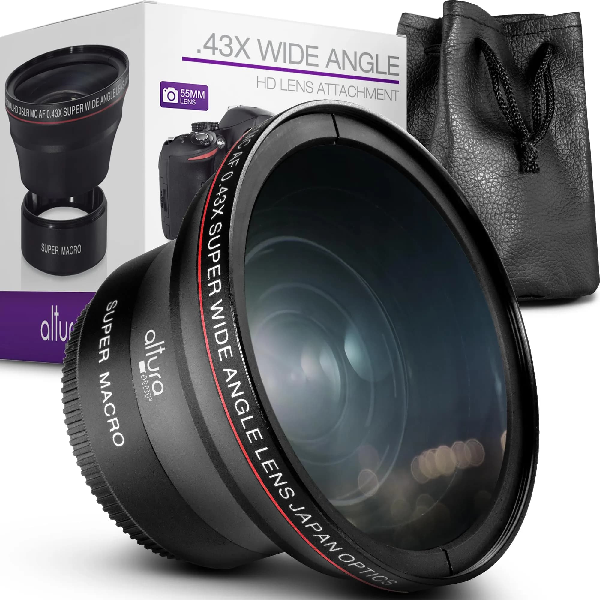 Altura Photo 55mm Wide Angle Lens with Macro | 0.43x Expansion for Nikon & Sony Cameras - main product image