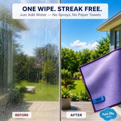 Pure Sky Window & Glass Cleaning Cloth 36.4cm x 31.9cm (14.2" x 12.6") | Patented DUO-FECT Technology for Streak-Free Cleaning thumbnail 4