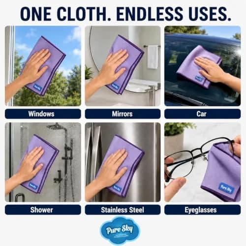 Pure Sky Window & Glass Cleaning Cloth 36.4cm x 31.9cm (14.2" x 12.6") | Patented DUO-FECT Technology for Streak-Free Cleaning thumbnail 6