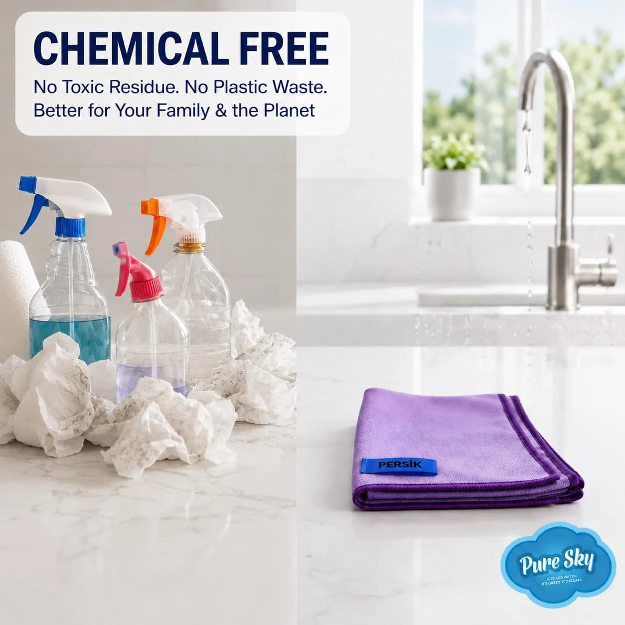 Pure Sky Window & Glass Cleaning Cloth 36.4cm x 31.9cm (14.2" x 12.6") | Patented DUO-FECT Technology for Streak-Free Cleaning - view 8