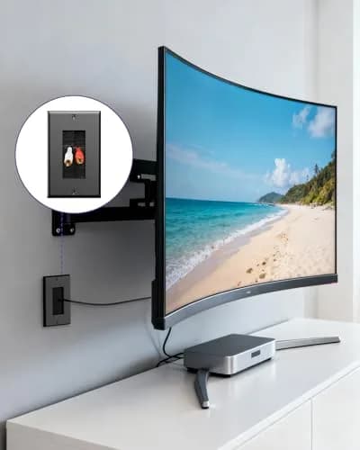 VCE Brush Wall Plate for Low Voltage Cables, Black, 2-Pack | Single Gang Decorator Cover for TV Mounts thumbnail 2