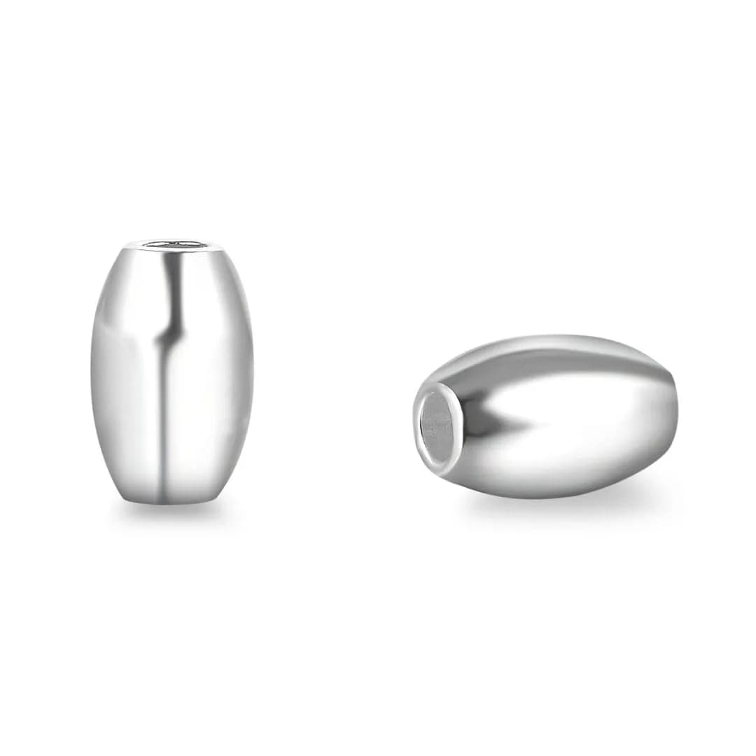 Adabele Sterling Silver Beads 20pcs 8mm Oval Rice | Hypoallergenic Jewelry Components — silver