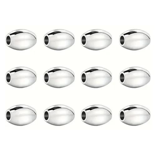 Adabele Sterling Silver Beads 20pcs 8mm Oval Rice | Hypoallergenic Jewelry Components thumbnail 4