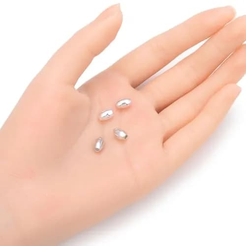 Adabele Sterling Silver Beads 20pcs 8mm Oval Rice | Hypoallergenic Jewelry Components thumbnail 2