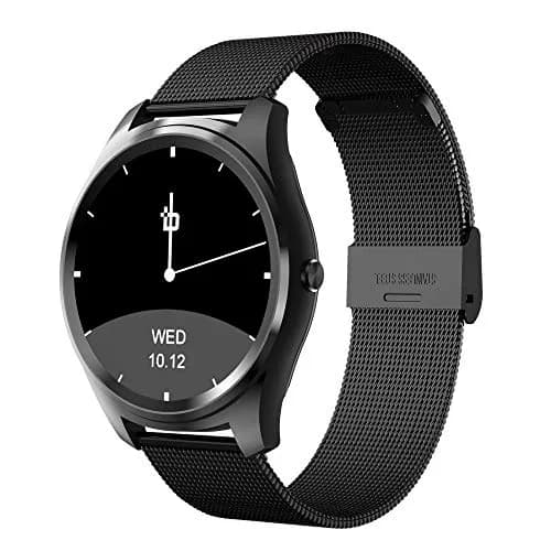 Beantech Fusion Smart Watch for Apple/Android Phones, Black Stainless Steel Strap | Classic Design with IPS Touch Screen thumbnail 1