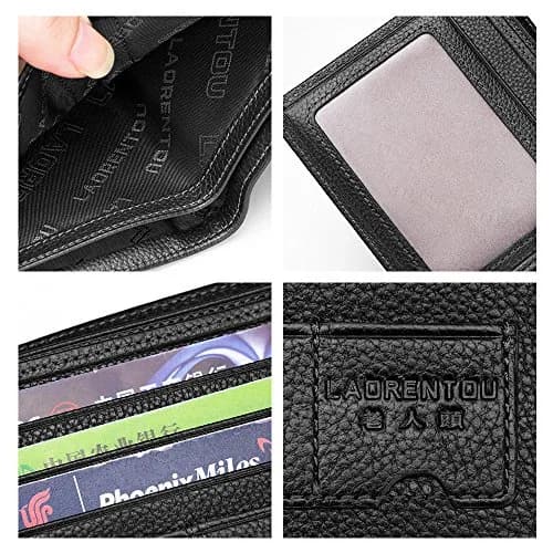 LAORENTOU Genuine Leather Bifold Wallet for Men | Slim Design with Zipper Coin Pocket thumbnail 4