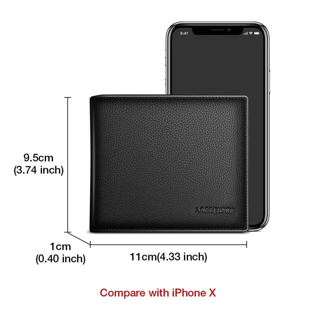 LAORENTOU Men's Genuine Leather Bifold Wallet - Black, One Size - view 2