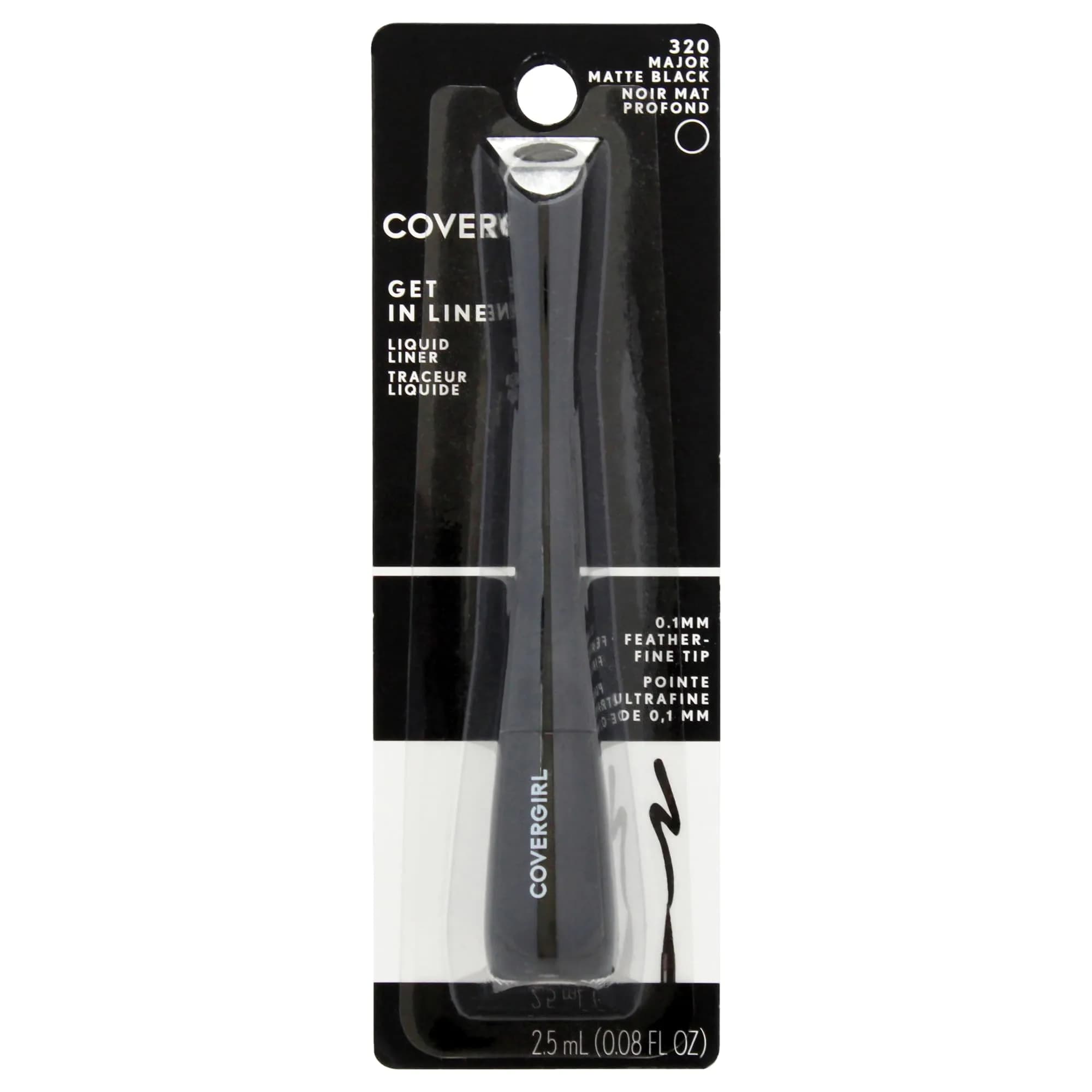 COVERGIRL Get In Line Liquid Eyeliner 0.08 Oz | Feather-Fine Tip, Long Lasting, Waterproof, Quick-Dry