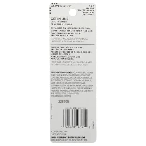 COVERGIRL Get In Line Liquid Eyeliner 0.08 Oz | Feather-Fine Tip, Long Lasting, Waterproof, Quick-Dry thumbnail 2
