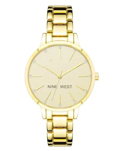 Nine West Women's Crystal Accented Gold-Tone Bracelet Watch 36mm | Japanese Quartz Movement thumbnail 1