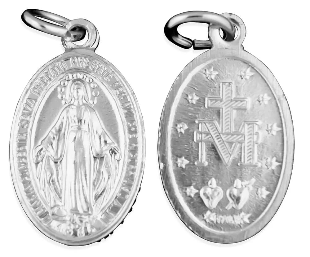 Venerare Aluminum Miraculous Medals - Pack of 10 (18mm, Silver) | Authentic Italian Religious Pendant - main product image