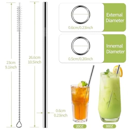HuaQi Stainless Steel Drinking Straws 10.5'' | Reusable & Eco-Friendly (70-120 chars) thumbnail 9