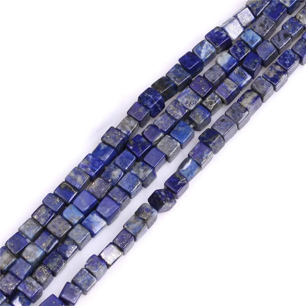 GEM-INSIDE CREATE YOUR OWN FASHION Lapis Lazuli Gemstone Beads 4mm Square | Natural Energy Power Beads for Jewelry Making — Lapis Lazuli