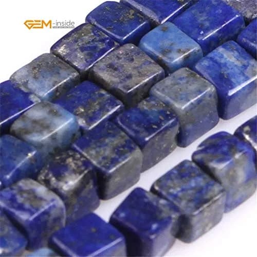 GEM-INSIDE CREATE YOUR OWN FASHION Lapis Lazuli Gemstone Beads 4mm Square | Natural Energy Power Beads for Jewelry Making thumbnail 3