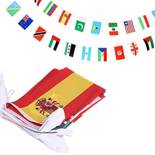 Anley 100 Countries String Flag, International Bunting Pennant Banner, Decoration for Grand Opening, Sports Bar, Party Events - 82 Feet 100 Flags | Vivid UV Fade-Resistant Polyester thumbnail 1