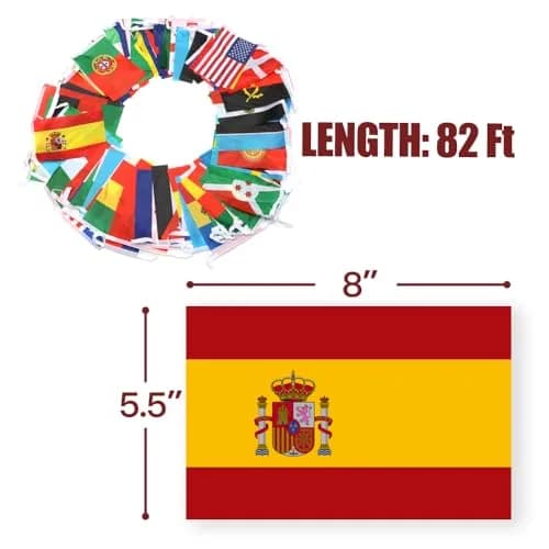 Anley 100 Countries String Flag, International Bunting Pennant Banner, Decoration for Grand Opening, Sports Bar, Party Events - 82 Feet 100 Flags | Vivid UV Fade-Resistant Polyester thumbnail 4