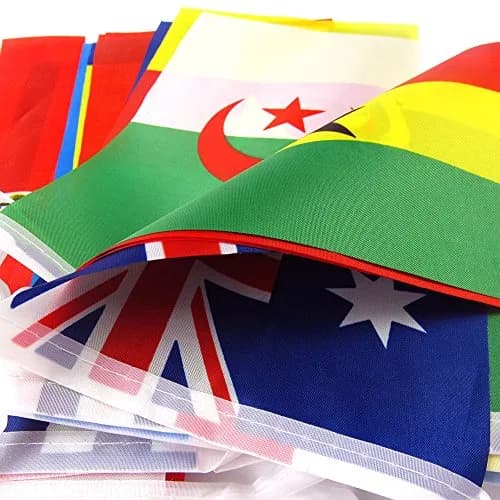 Anley 100 Countries String Flag, International Bunting Pennant Banner, Decoration for Grand Opening, Sports Bar, Party Events - 82 Feet 100 Flags | Vivid UV Fade-Resistant Polyester thumbnail 2