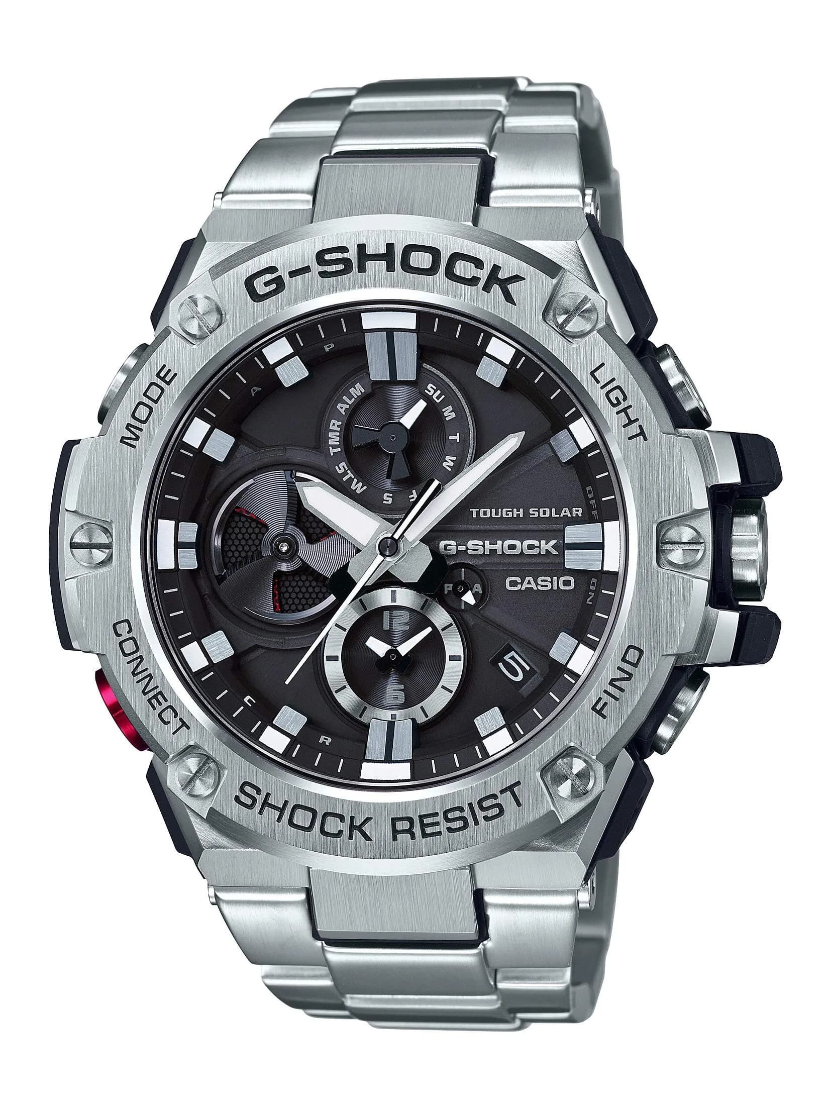 Casio G-Shock GST-B100D-1ACR Analog Quartz Watch 53.8mm Silver | Shock Resistant & Bluetooth