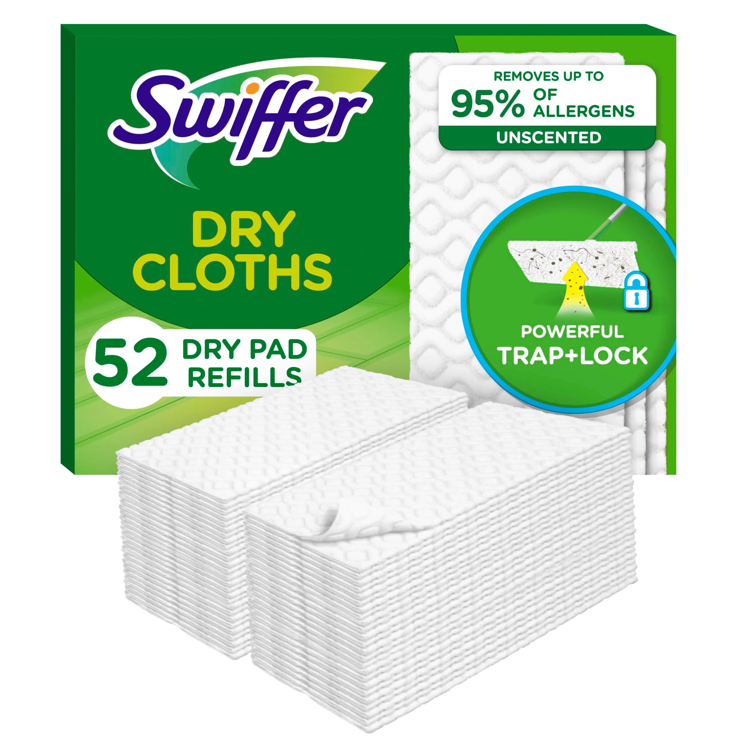 Swiffer Sweeper Dry Sweeping Pad Refills, 52 Count (1.1 kg) | Traps & Locks Dirt, Hair, Pet Dander - main product image
