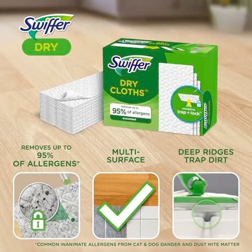 Swiffer Sweeper Dry Sweeping Pad Refills, 52 Count (1.1 kg) | Traps & Locks Dirt, Hair, Pet Dander thumbnail 3