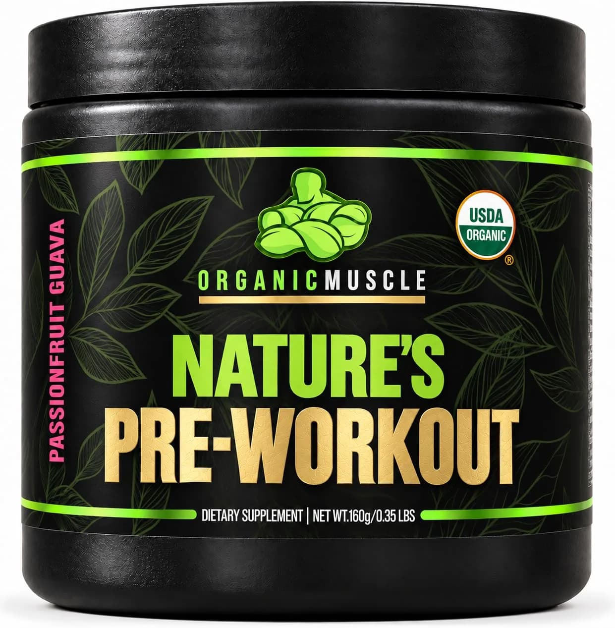 Organic Muscle Pre Workout Powder, Passionfruit Guava | USDA Organic, Vegan, Low Caffeine for Endurance — Passionfruit Guava