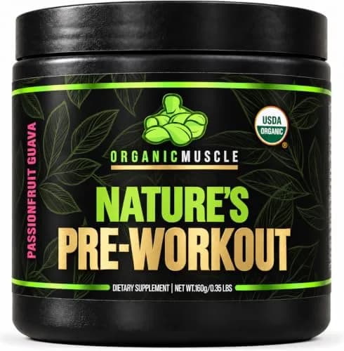 Organic Muscle Pre Workout Powder, Passionfruit Guava | USDA Organic, Vegan, Low Caffeine for Endurance thumbnail 1